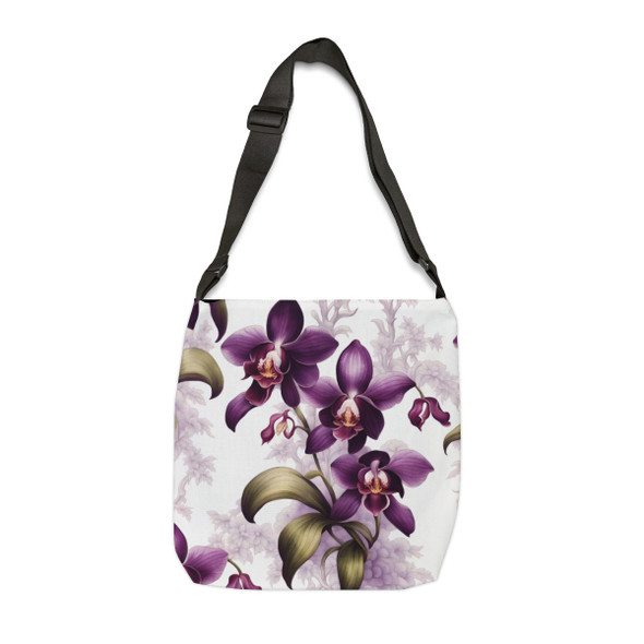 Beautiful Purple Orchid Design Tote Bag| William Morris Inspired | Fun Design| Adjustable Tote Strap| Two Sizes 16 inch or 18 inch