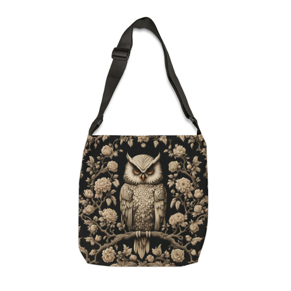 Owl and Black and Cream Design Tote Bag| Fun Design| Adjustable Tote Strap| Two Sizes 16 inch or 18 inch