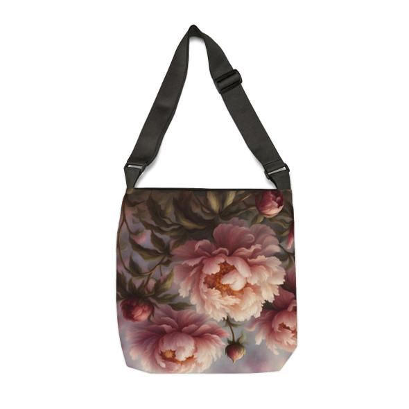 Spiceberry Peony Design Tote Bag| Fun Design| Adjustable Tote Strap| Two Sizes 16 inch or 18 inch
