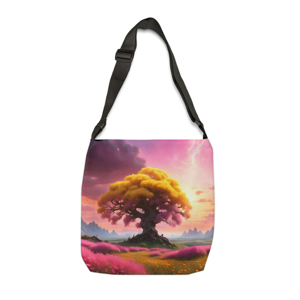 Pink and Yellow Tree of Life Design Tote Bag| Fun Design| Adjustable Tote Strap| Two Sizes 16 inch or 18 inch