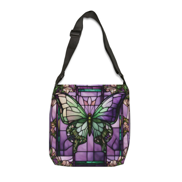 Stained Glass Butterfly Design Tote Bag| Fun Design| Adjustable Tote Strap| Two Sizes 16 inch or 18 inch