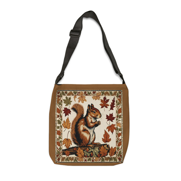 Fall Squirrel | William Morris Inspired Design Tote Bag| Fun Design| Adjustable Tote Strap| Two Sizes 16 inch or 18 inch