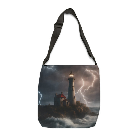 Lighthouse in the Storm Design Tote Bag| Fun Design| Adjustable Tote Strap| Two Sizes 16 inch or 18 inch