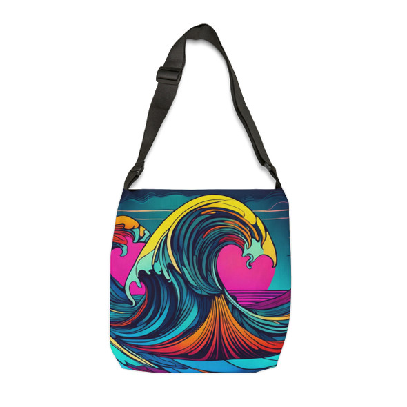 Neon Wave Design Tote Bag| Fun Design| Adjustable Tote Strap| Two Sizes 16 inch or 18 inch
