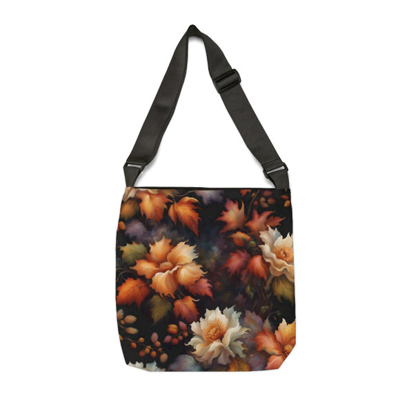 Autumn Floral Design Tote Bag| Fun Design| Adjustable Tote Strap| Two Sizes 16 inch or 18 inch
