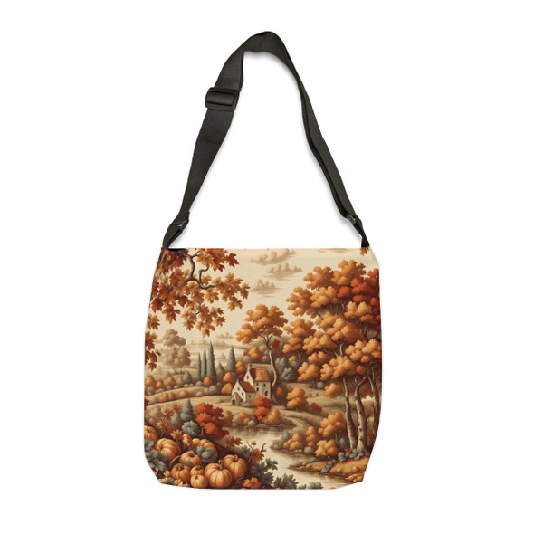 Autumn Abundance De Jouy Design Tote Bag| Fun Design| Adjustable Tote Strap| Two Sizes 16 inch or 18 inch