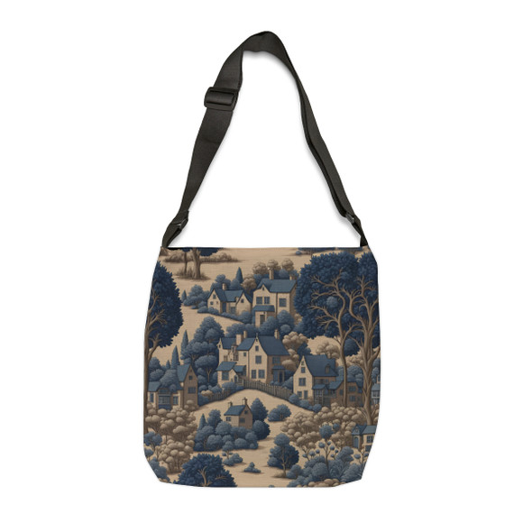 Navy and Beige Toile Design Tote Bag| Fun Design| Adjustable Tote Strap| Two Sizes 16 inch or 18 inch