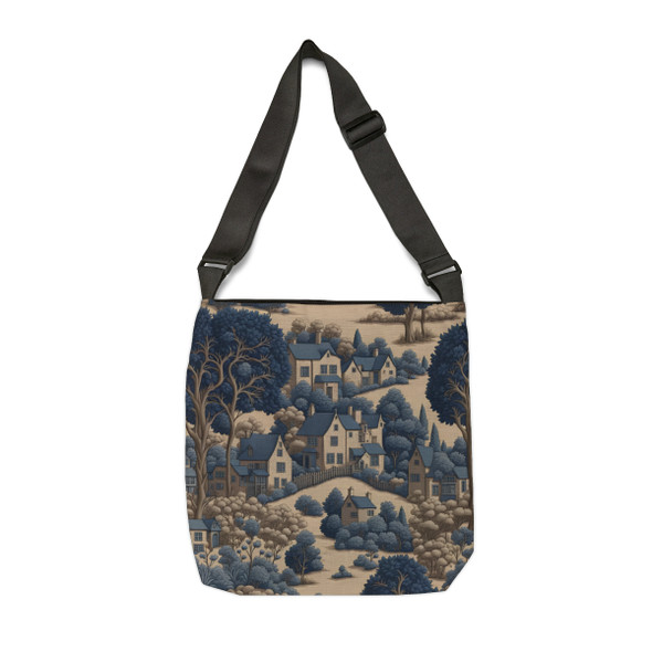 Navy and Beige Toile Design Tote Bag| Fun Design| Adjustable Tote Strap| Two Sizes 16 inch or 18 inch