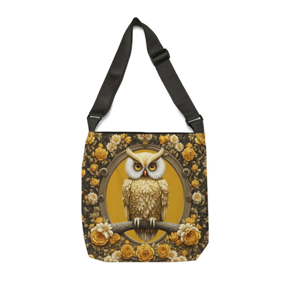 Beautiful Yellow Owl Tote | Fun Design| Adjustable Tote Bag| Two Sizes 16 inch or 18 inch