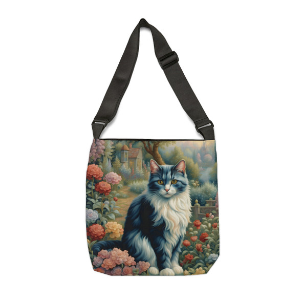 Garden Cat Tote | Fun Design| Adjustable Tote Bag| Two Sizes 16 inch or 18 inch