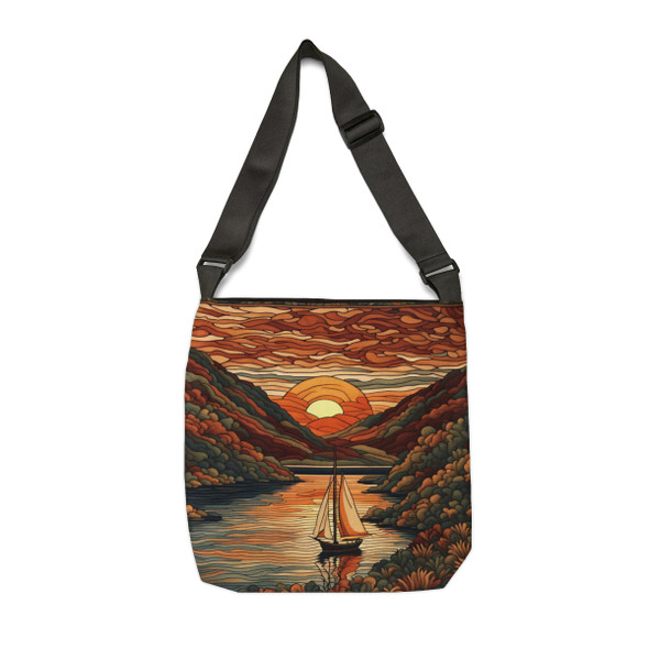 Sunset Over The Water Tote | Fun Design| Adjustable Tote Bag| Two Sizes 16 inch or 18 inch