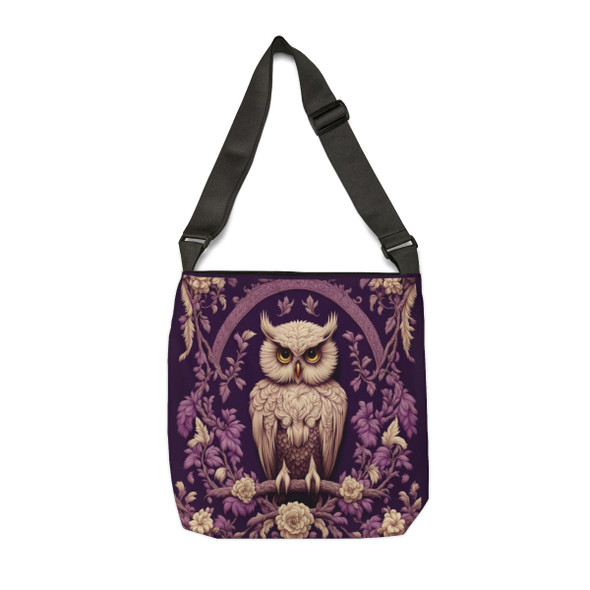 Purple Owl Floral Tote | William Morris Inspired| Adjustable Tote Bag| Two Sizes 16 inch or 18 inch