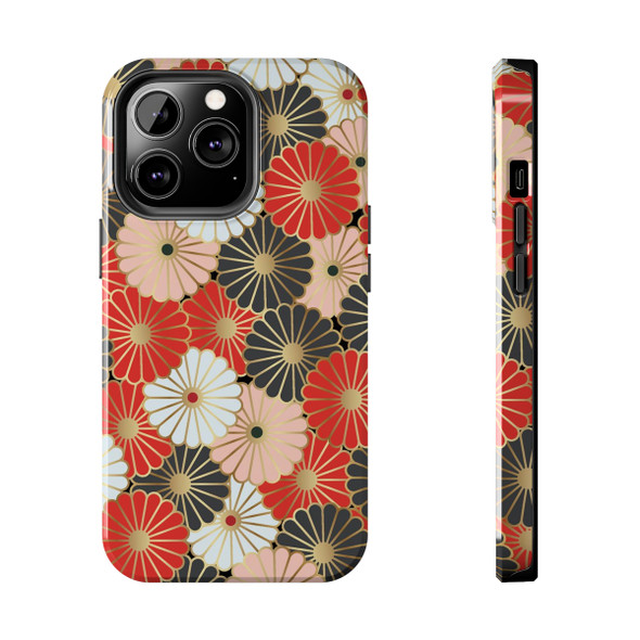 Oriental Floral Design Tough Phone Case for iPhone in 21 different sizes. Compatible with iPhone 7, 8, X, 11, 12, 13, 14 and more.