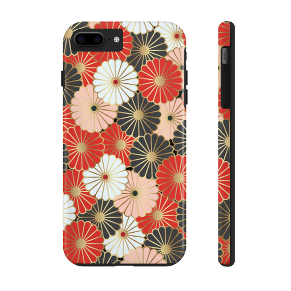Oriental Floral Design Tough Phone Case for iPhone in 21 different sizes. Compatible with iPhone 7, 8, X, 11, 12, 13, 14 and more.