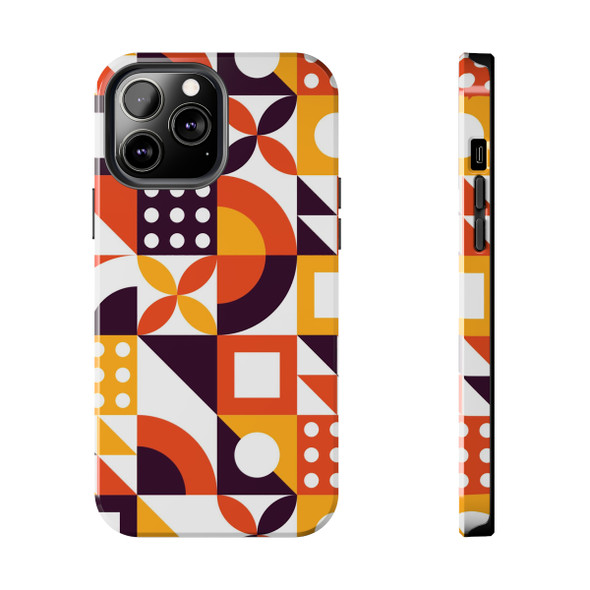 Retro Geometric Pattern Tough Phone Case for iPhone in 21 different sizes. Compatible with iPhone 7, 8, X, 11, 12, 13, 14 and more.