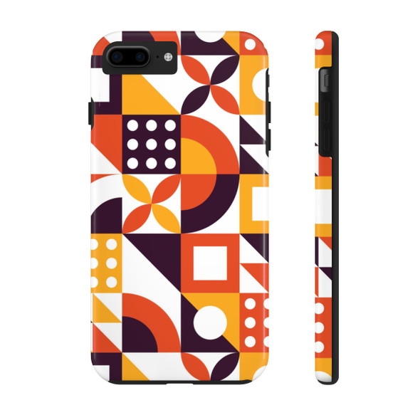 Retro Geometric Pattern Tough Phone Case for iPhone in 21 different sizes. Compatible with iPhone 7, 8, X, 11, 12, 13, 14 and more.