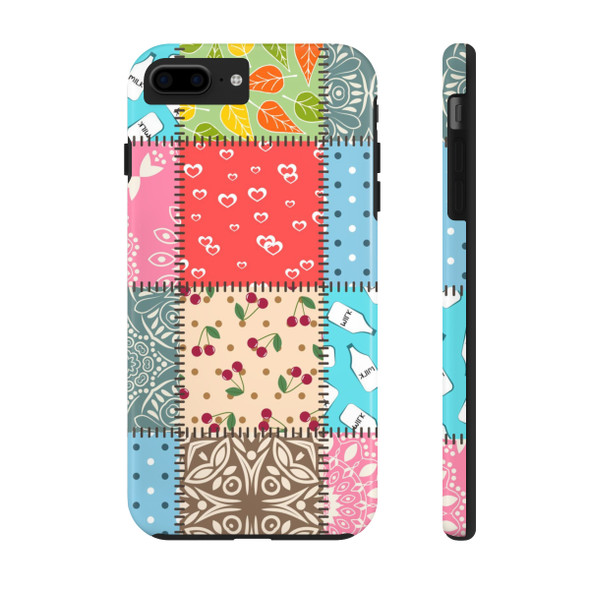 Patchwork Quilt Pattern Tough Phone Case for iPhone in 21 different sizes. Compatible with iPhone 7, 8, X, 11, 12, 13, 14 and more.