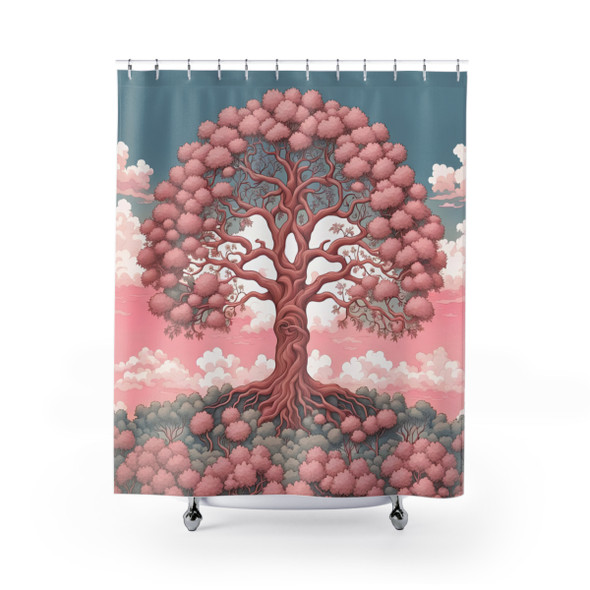 Pink Rowan Tree Shower Curtain| Tree of Life | Polyester Shower Curtains