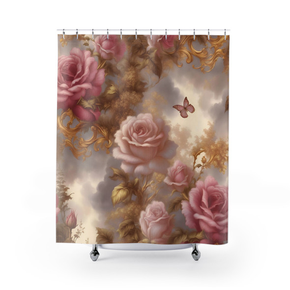 Pink Fantasy Rose Shower Curtain | Polyester Shower Curtains
