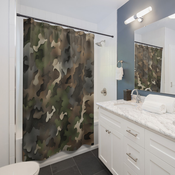 Camouflage Design Shower Curtain | Polyester Shower Curtains