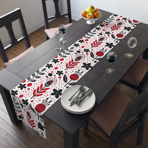 Geometric Floral Table Runner (Cotton, Poly)