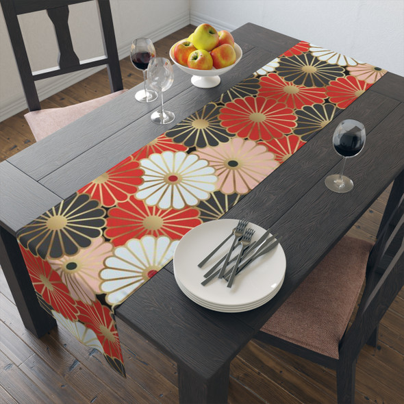 Oriental Style Floral Table Runner (Cotton, Poly)