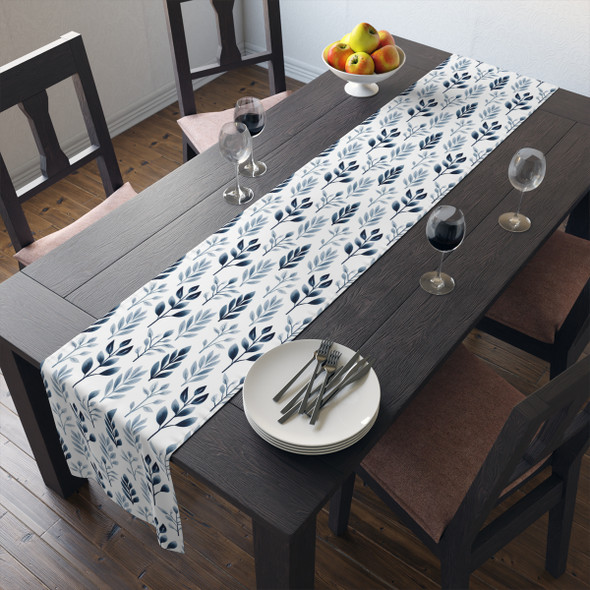 Branches in Blue Pattern Table Runner (Cotton, Poly)