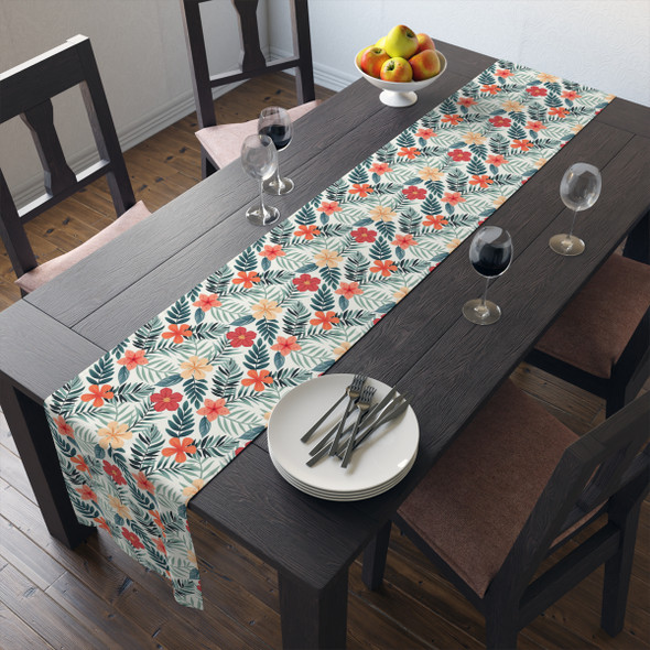 Tropical Floral Pattern Table Runner (Cotton, Poly)