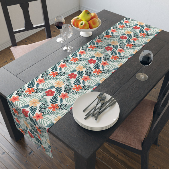 Tropical Floral Pattern Table Runner (Cotton, Poly)