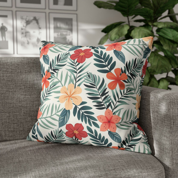 Tropical Floral Throw Pillow Cover| Super Soft Polyester Accent Pillow