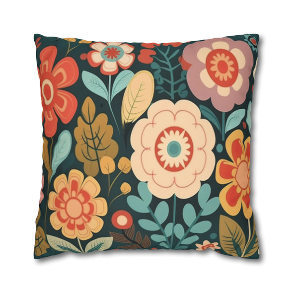 Folk Art Flowers Design Throw Pillow Cover| Easter Decor| Super Soft Polyester Accent Pillow