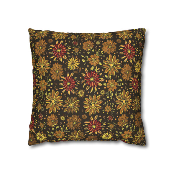 Brown Retro Floral Design Throw Pillow Cover| Retro Home Decor| Super Soft Polyester Accent| Unique Housewarming Gift