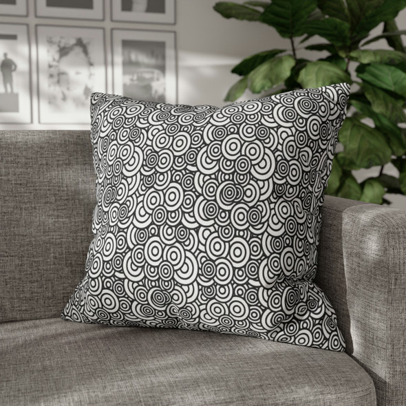 Black and White Circle Pattern Throw Pillow Cover| Retro Home Decor| Super Soft Polyester Accent| Unique Housewarming Gift