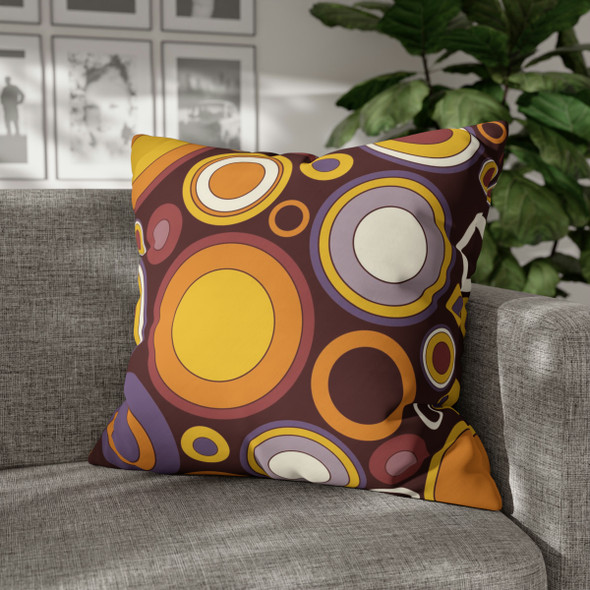 Retro Groovy Circle Pattern Throw Pillow Cover| Warm Colors| Retro Home Decor| Super Soft Polyester Accent| Unique Housewarming Gift