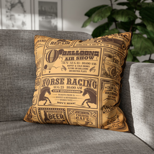 Vintage Newspaper Ads Pillow Cover| Country Farmhouse| Soft Faux Suede Cushion Case for Home Accent