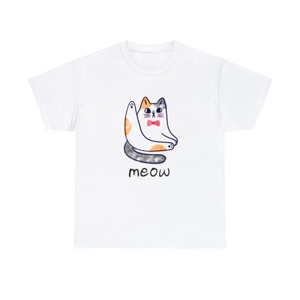 Sassy Cat Graphic "Meow" T-Shirt| Gildan Heavy Cotton| Fun Cat Lover Apparel| Quirky Gift for Friends| Weird Shirts