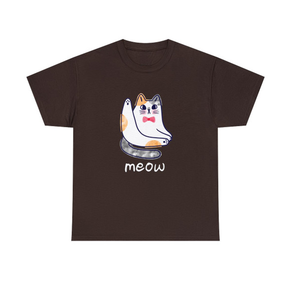 Sassy Cat Graphic "Meow" T-Shirt| Gildan Heavy Cotton| Fun Cat Lover Apparel| Quirky Gift for Friends| Weird Shirts