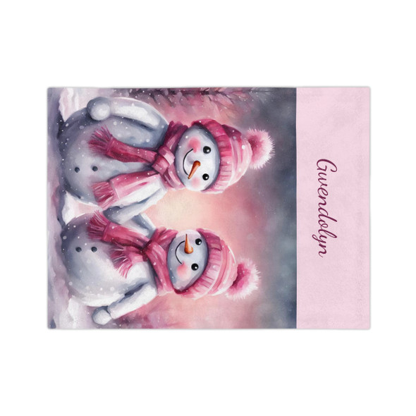 Personalized Baby Velveteen Minky Blanket | Adorable Pink Snowman Design | 40" x 30"
