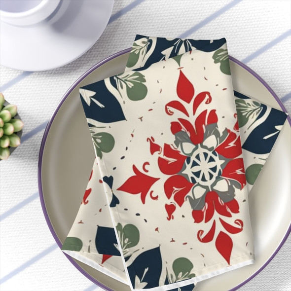 Old World Style Christmas Pattern Design Napkin Set