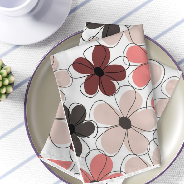 Retro Floral 70's Pattern Design Napkin Set