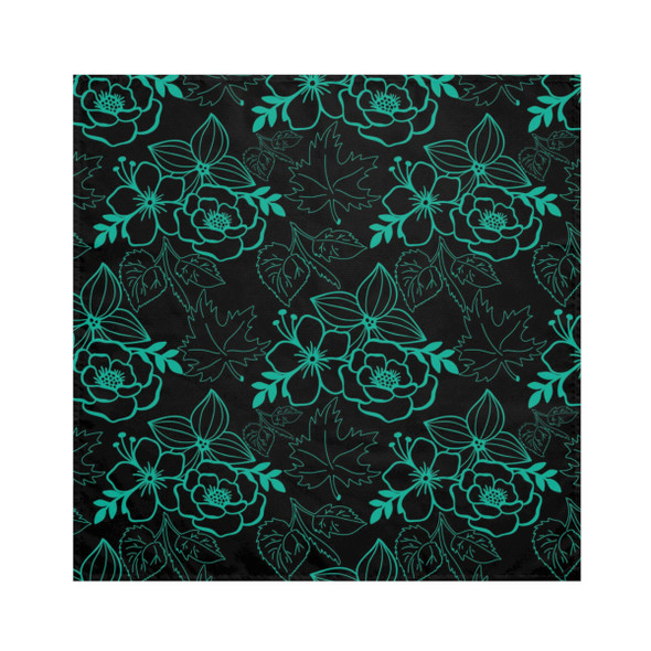 Black and Teal Floral Design Napkin Set