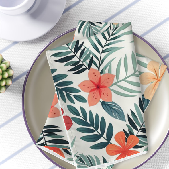 Tropical Floral Pattern Design Napkin Set