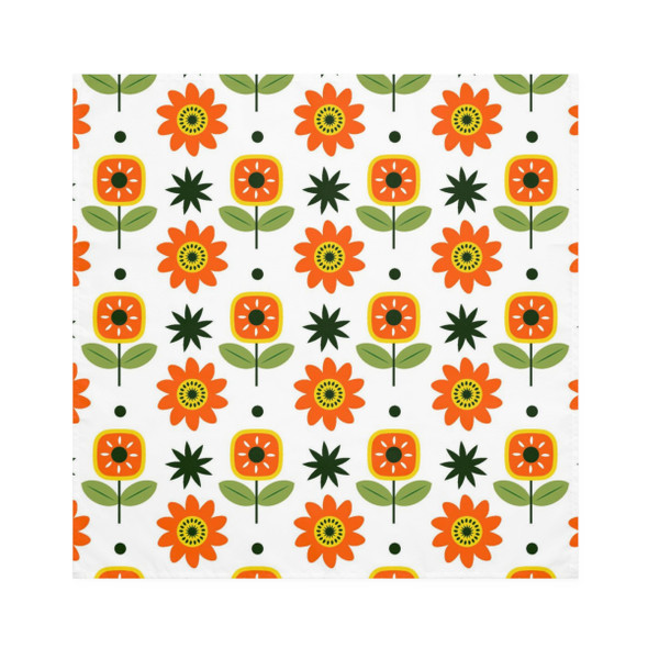 Cute Orange Floral Pattern Design Napkin Set