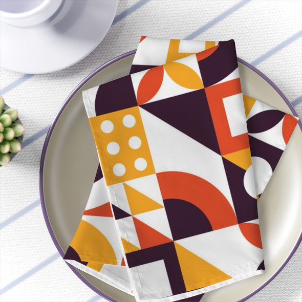 Retro Geometric Design Napkin Set