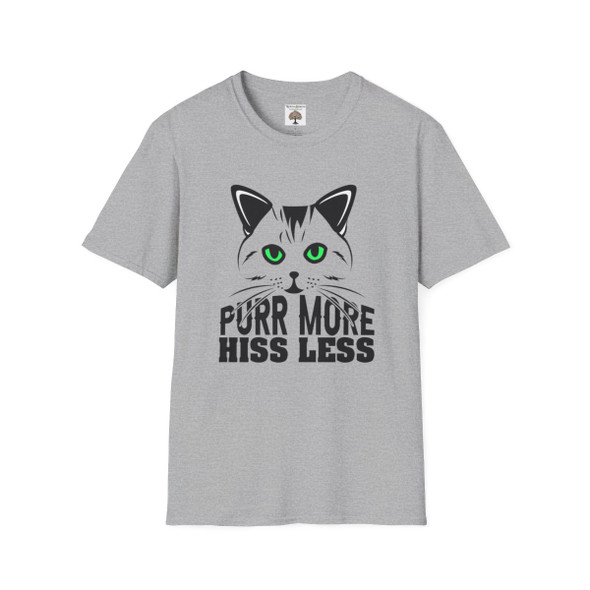 Purr More Hiss Less Cat Unisex Softstyle T-Shirt| Super Soft Gildan Shirt| Unique Shirt Makes Unique Gift| Cat Lovers Shirt