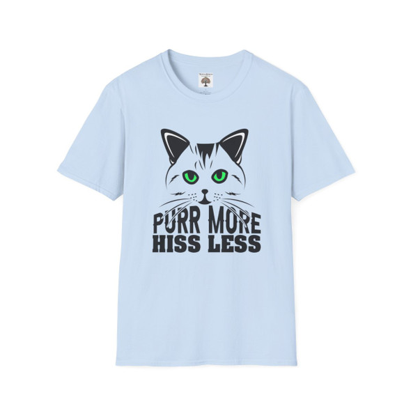 Purr More Hiss Less Cat Unisex Softstyle T-Shirt| Super Soft Gildan Shirt| Unique Shirt Makes Unique Gift| Cat Lovers Shirt