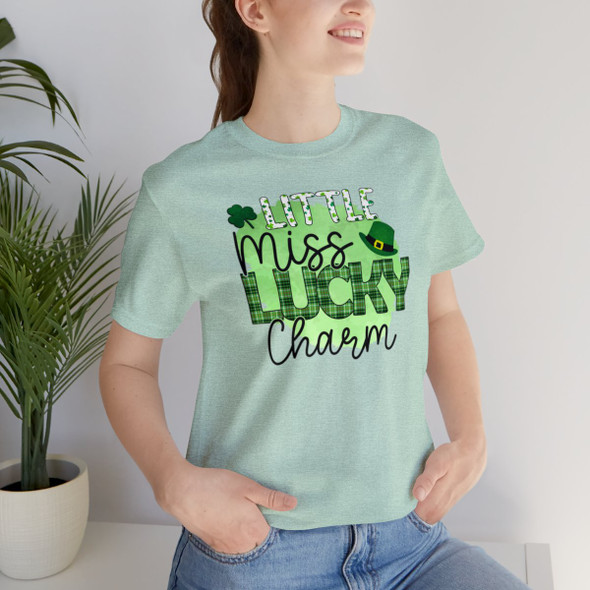 St Patrick's Day Little Miss Lucky Charm T Shirt| Unisex Jersey Short Sleeve Tee| Bella Canvas Super Soft Shirt