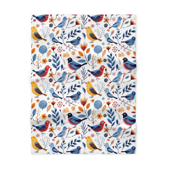 Spring Birds Design Soft Fleece Baby Blanket