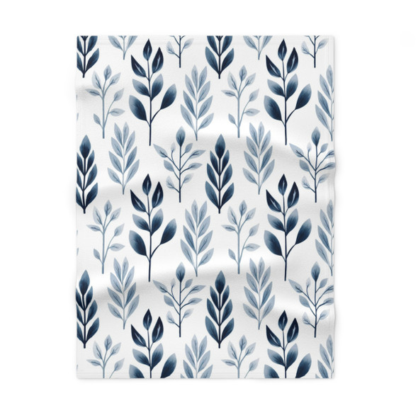 Blue Woodland Soft Fleece Baby Blanket| Forest Theme Nursery| Blue and White Theme