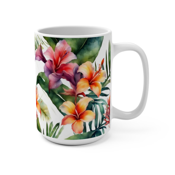 Tropical Splash Watercolor Coffee or Tea Mug 15oz| Floral Inspired| Coffee Tea Cocoa